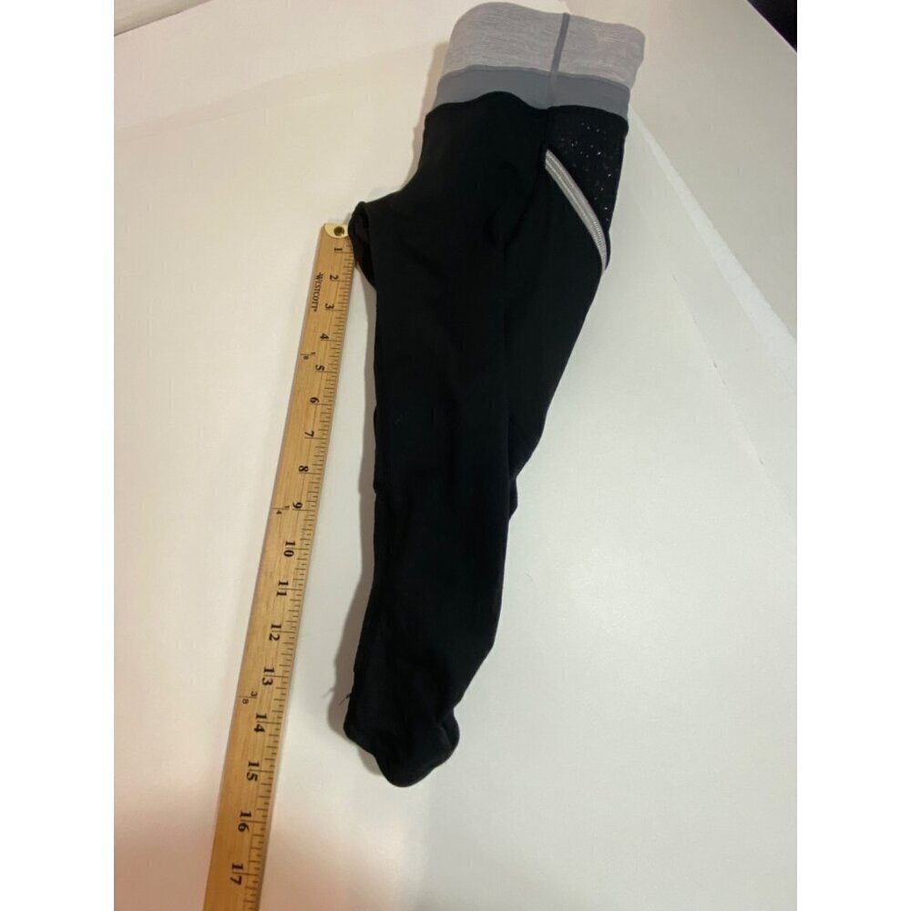 Lululemon Run A Marathon Cropped Leggings Black Reflective Pockets Womens Size 4 - Picture 9 of 9